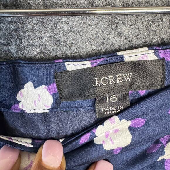 J. Crew Skirt Womens 16 Blue Midi Pleated Scattered Peony Floral Business Preppy - Picture 3 of 13
